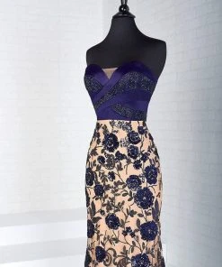 Panoply - 14884 Floral Strapless Fitted Evening Gown Formal Gowns