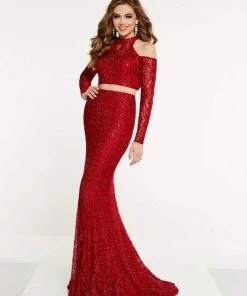 Panoply - 14888 Two Piece High Neck Cold Shoulder Evening Dress