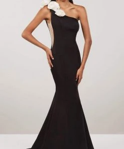 Panoply - 14910 One Shoulder Rosette Ornate High Slit Dress Formal Gowns 7 Panoply - 14910 One Shoulder Rosette Ornate High Slit Dress Formal Gowns