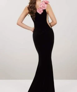 Panoply - 14910 One Shoulder Rosette Ornate High Slit Dress Formal Gowns