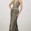 Panoply - 14915 Choker Neckline Glitter Tulle Sheath Evening Dress Formal Gowns