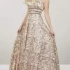 Formal Gowns Panoply - 14918 Embroidered Lace Deep V-neck A-line Dress