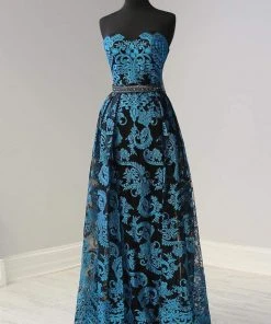 Panoply - 14937 Embroidered Strapless Dress With Overlay