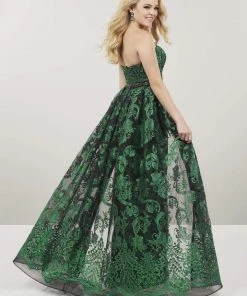 Panoply - 14937 Embroidered Strapless Dress With Overlay