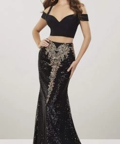 Panoply - 14940 Two Piece Sequined Jersey Trumpet Dress Formal Gowns
