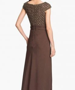 Patra - 12615 Cap Sleeve Gilded Starburst Lace A-Line Gown Formal Gowns 7 Patra - 12615 Cap Sleeve Gilded Starburst Lace A-Line Gown Formal Gowns