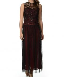 Formal Gowns Patra - Sleeveless Sequined Bodies Long Dress 12662