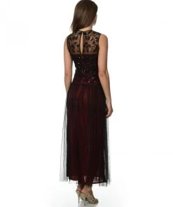 Formal Gowns Patra - Sleeveless Sequined Bodies Long Dress 12662