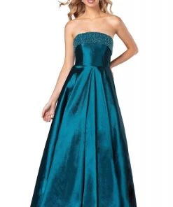 Blush By Alexia Designs Pink By Blush - 5805 Strapless Jeweled Neck Taffeta Gown