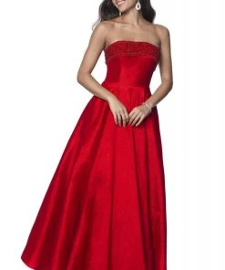 Blush By Alexia Designs Pink By Blush - 5805 Strapless Jeweled Neck Taffeta Gown