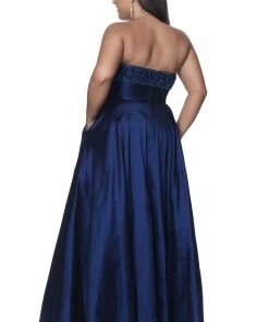 Blush By Alexia Designs Pink By Blush - 5805 Strapless Jeweled Neck Taffeta Gown