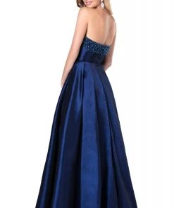 Blush By Alexia Designs Pink By Blush - 5805 Strapless Jeweled Neck Taffeta Gown