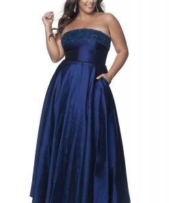 Blush By Alexia Designs Pink By Blush - 5805 Strapless Jeweled Neck Taffeta Gown