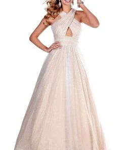 Blush By Alexia Designs Pink By Blush - 5813 Cross Neck Beaded Long Dress