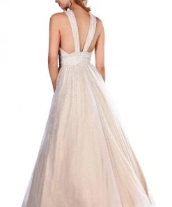 Blush By Alexia Designs Pink By Blush - 5813 Cross Neck Beaded Long Dress 5 Blush By Alexia Designs Pink By Blush - 5813 Cross Neck Beaded Long Dress