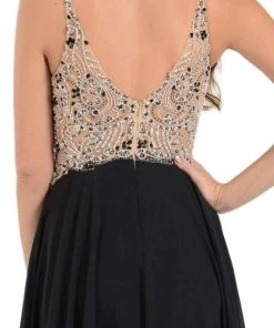 Poly USA - 7826 Jewel Adorned Illusion Halter Chiffon Gown