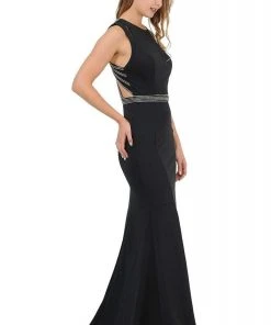 Poly USA - 8230 Beaded Strappy Scoop Trumpet Dress