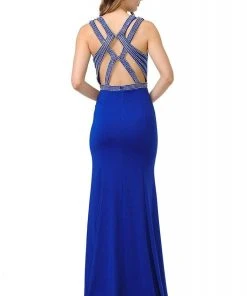 Poly USA - 8230 Beaded Strappy Scoop Trumpet Dress