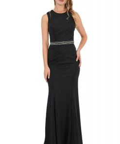 Poly USA - 8230 Beaded Strappy Scoop Trumpet Dress