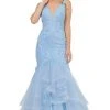 Formal Gowns Poly USA - 8320 Embroidered Deep V-neck Tulle Mermaid Dress 2 Formal Gowns Poly USA - 8320 Embroidered Deep V-neck Tulle Mermaid Dress