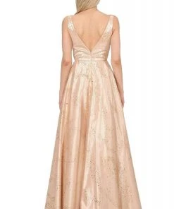 Poly USA - 8338 Glitter Embellished Long A-Line Dress Formal Gowns