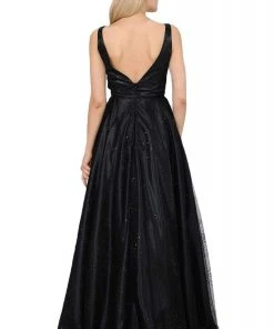 Poly USA - 8338 Glitter Embellished Long A-Line Dress Formal Gowns