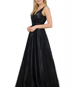 Poly USA - 8338 Glitter Embellished Long A-Line Dress Formal Gowns