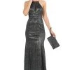 Poly USA - 8382 Glitter Halter Trumpet Evening Dress Formal Gowns