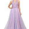 Formal Gowns Poly USA - 8412 Beaded Deep V-neck Ballgown With Strappy Back