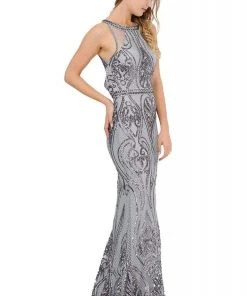 Formal Gowns Poly USA - 8438 Sequined Halter Neck Trumpet Dress 8 Formal Gowns Poly USA - 8438 Sequined Halter Neck Trumpet Dress