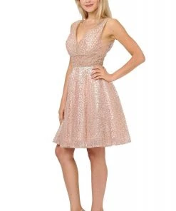 Poly USA - 8444 Sequined Deep V-neck A-line Cocktail Dress Cocktail Dresses 7 Poly USA - 8444 Sequined Deep V-neck A-line Cocktail Dress Cocktail Dresses
