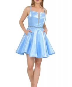 Cocktail Dresses Poly USA - 8447 Sleeveless A-Line Short Dress