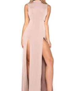 Portia And Scarlett - JJ Dress High Neck Double Slit Dress