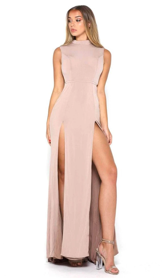 Portia And Scarlett - JJ Dress High Neck Double Slit Dress 3 Portia And Scarlett - JJ Dress High Neck Double Slit Dress