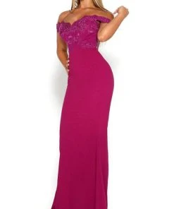 Formal Gowns Portia And Scarlett - Sienna Gown Lace Off Shoulder Fitted Dress