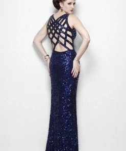 Primavera Couture - 1101 Sequined V-neck Dress