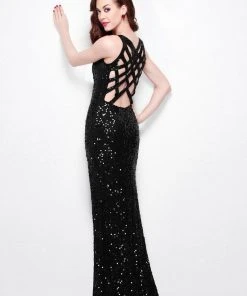 Primavera Couture - 1101 Sequined V-neck Dress