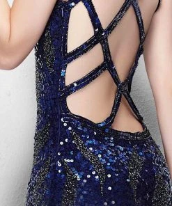 Formal Gowns Primavera Couture - 1151 Iridescent High Slit V-Neck Gown