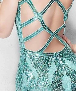 Formal Gowns Primavera Couture - 1151 Iridescent High Slit V-Neck Gown