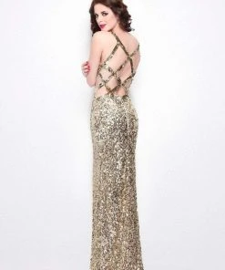Formal Gowns Primavera Couture - 1181 Sequined V-neck Sheath Dress 13 Formal Gowns Primavera Couture - 1181 Sequined V-neck Sheath Dress