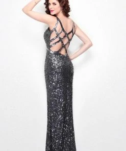 Primavera Couture - 1262 Sleeveless Sequined V Neck Long Gown Formal Gowns