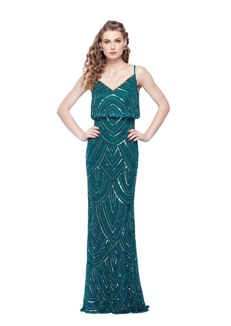 Formal Gowns Primavera Couture - 1274 Scallop Motif Sheath Evening Dress 3 Formal Gowns Primavera Couture - 1274 Scallop Motif Sheath Evening Dress