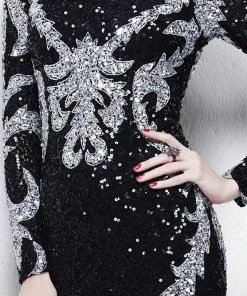 Primavera Couture - 1317 Long Sleeve Sequined Cocktail Dress Cocktail Dresses 11 Primavera Couture - 1317 Long Sleeve Sequined Cocktail Dress Cocktail Dresses