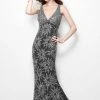 Primavera Couture - 1417 V Neck Sequined Embellished Long Gown Formal Gowns