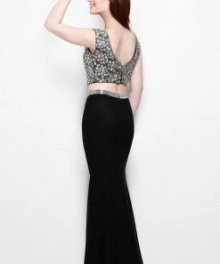 Primavera Couture - 1511 Bejeweled Illusion Bateau Neck Sheath Dress