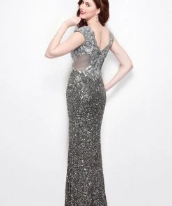 Primavera Couture - 1573 Laced Deep V-Neck Sheath Dress 7 Primavera Couture - 1573 Laced Deep V-Neck Sheath Dress