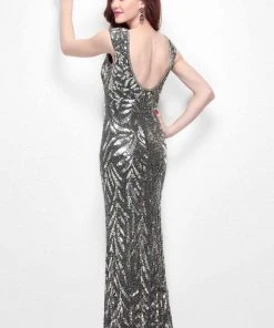 Formal Gowns Primavera Couture - 1578 Brilliant Capsleeve Sequined Evening Dress