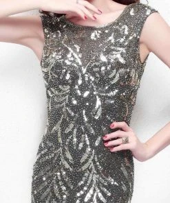 Formal Gowns Primavera Couture - 1578 Brilliant Capsleeve Sequined Evening Dress