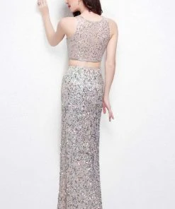Primavera Couture - 1581 Two Piece Halter Neck Sheath Dress Formal Gowns