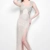 Formal Gowns Primavera Couture - 1584 Shimmering Illusion High Slit Evening Dress